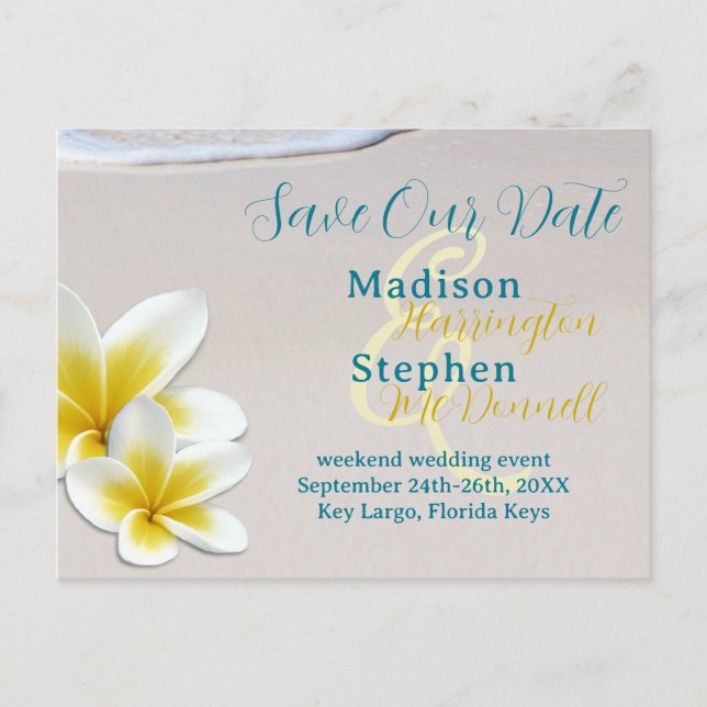 Carte Postale Faire-part Beach Sand Mariage tropical Enregistrer la date Ca (Devant)