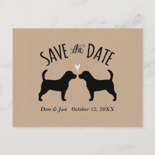 Carte Postale Faire-part Beagle Silhouettes mariage Enregistrer la date