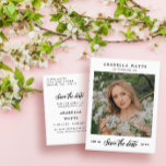 Carte Postale Faire-part Beau Script Sweet 16 Photo Enregistrer la date<br><div class="desc">Magnifiquement minimaliste Sweet 16 enregistrer la carte postale date avec une photo et un joli script. Ajoutez le nom de la fille d'anniversaire et les détails des célébrations du sweet sixteen en polices noires contre un arrière - plan blanc. Sweet sixteen enregistrer la date carte postale personnalisée avec une photo...</div>