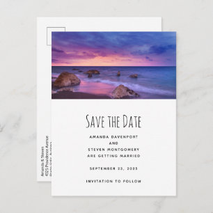 Carte Postale Faire-part Beau Sunset Coastal Photo Mariage
