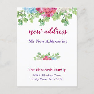 Carte Postale Faire-part Beautiful Floral New Address Moving Announcement