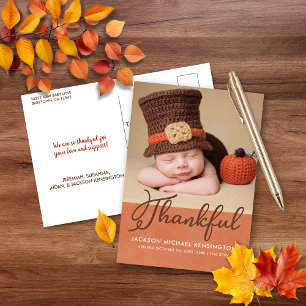 Carte Postale Faire-part Bébé d'automne de Thanksgiving Photo