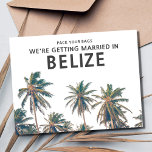 Carte Postale Faire-part Belize Destination Wedding Enregistrer la date<br><div class="desc">Mariage de plage tropicale enregistrer la date carte postale pour votre mariage de plage de destination Belize. Cette magnifique carte postale de design de palmiers de plage tropicale est la meilleure façon d'annoncer vos plans mariages à votre famille et à vos amis.</div>