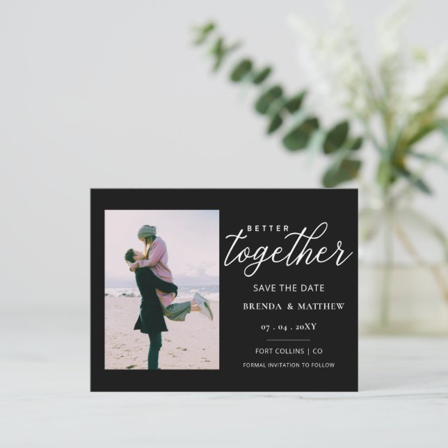 Carte Postale Faire-part Better Together Minimalist Photo Save the Date (Debout devant)