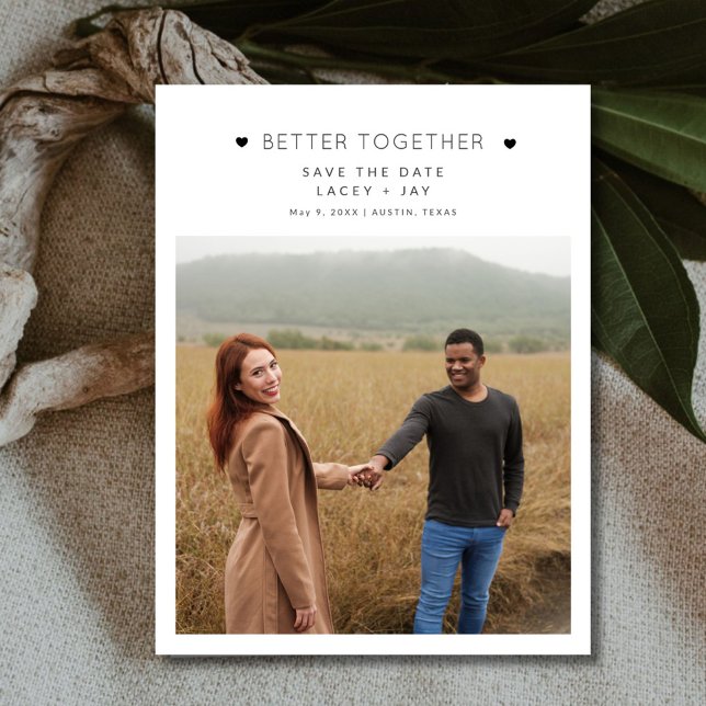 Carte Postale Faire-part Better Together Photo Wedding Enregistrer la date (Better Together Photo Wedding Save the Date Budget Postcard)