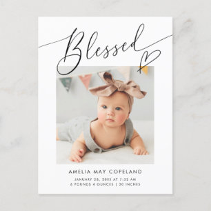 Carte Postale Faire-part Bienheureux Minimaliste Coeur Bébé Photo Naissance