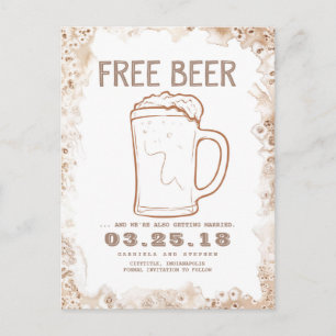 Carte Postale Faire-part Bière gratuite Rustic Funny Enregistrer la date