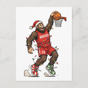 Carte Postale Faire-part Bigfoot Sasquatch Basket Noël 2026 Vacances