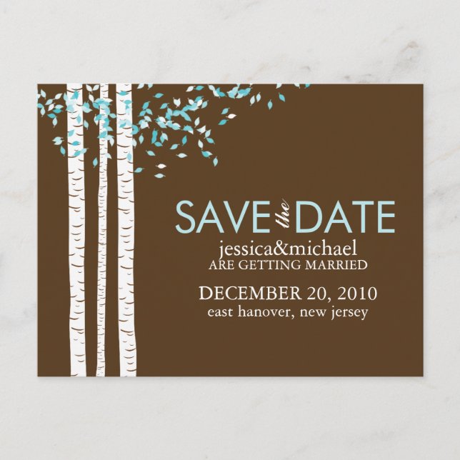 Carte Postale Faire-part Birch Trees Save the Date Mariage (Devant)