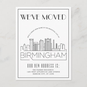 Carte Postale Faire-part  Birmingham Skyline Moderne Déco Changement d'adre