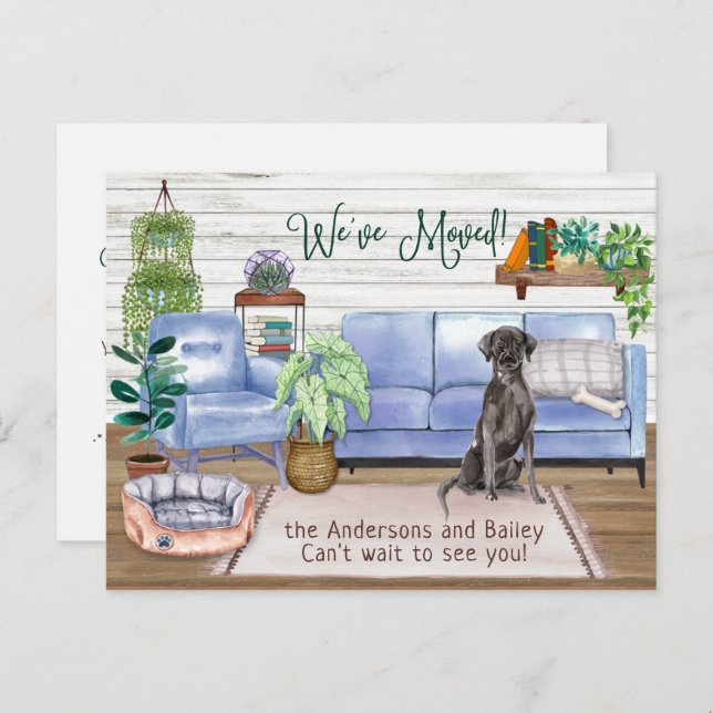 Carte Postale Faire-part Black Labrador Retriever Cosy New Home Moving   (Devant / Derrière)