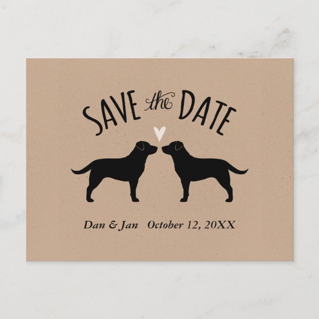 Carte Postale Faire-part Black Labrador Retrievers Wedding Enregistrer la d (Devant)