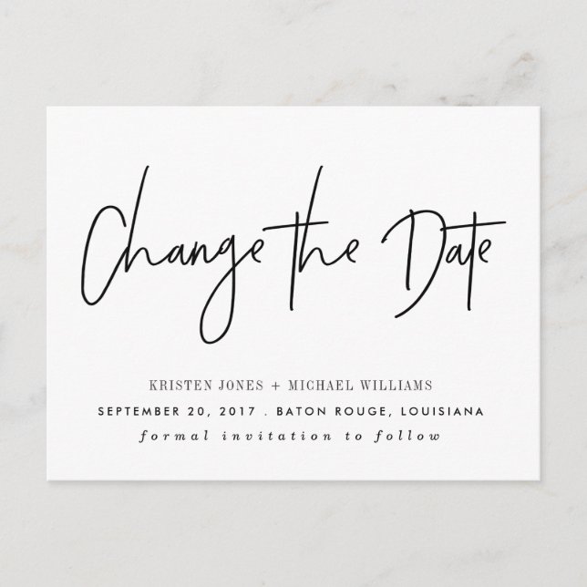 Carte Postale Faire-part Black Modern Changer la date (Devant)