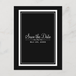 Carte Postale Faire-part Black & White Elegant Chic Wedding Enregistrer la