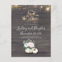 Blanc Floral Citrouille Rustic Fall Sauvez la date