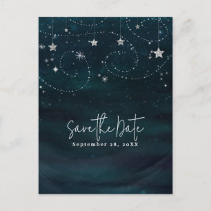 Carte Postale Faire-part Bleu et argenté étoile Whimsical Celestin