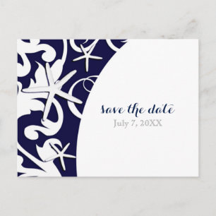 Carte Postale Faire-part Bleu Starfish Bleu Beach Mariage Sauvez La Date
