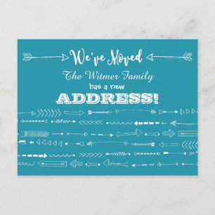 Carte Postale Faire-part Bleu turquoiseFlèches modernes Doodles Mouvement F