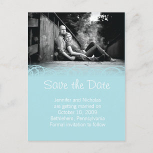 Carte Postale Faire-part Blue & Beautiful Swirl Enregistrer la date Annonce