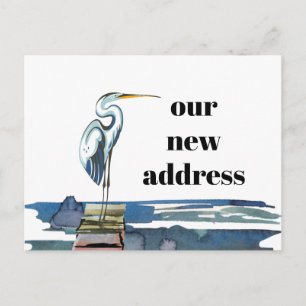 Carte Postale Faire-part Blue Heron Waterfront Bold Typographie Nouvelle ad