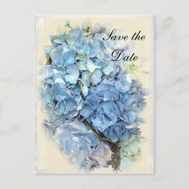 Carte Postale Faire-part Blue Hydrangea Flower Wedding Enregistrer la date (Devant)
