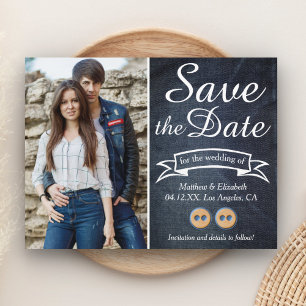 Carte Postale Faire-part Blue Jeans Couple   Denim Wedding Enregistrer la d