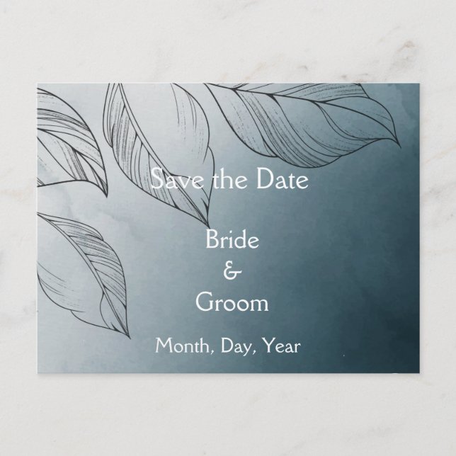 Carte Postale Faire-part  Blue Leaves Botanical Foliage Save the Date (Devant)