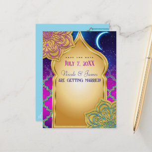 Carte Postale Faire-part Blue Moon Arabian Nights Glam Gold Enregistrer La