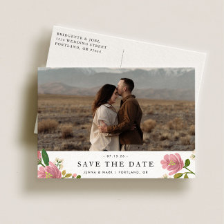 Carte Postale Faire-part Blush Bouquet Romantique et élégant Enregistrer la