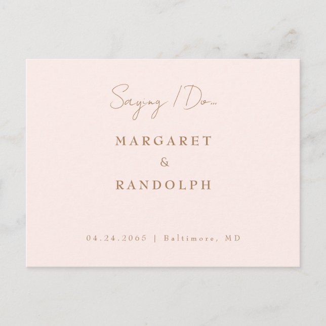 Carte Postale Faire-part Blush Elegance Wedding Enregistrer la date (Devant)