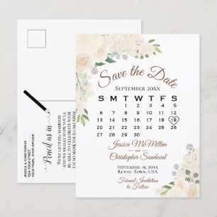 Carte Postale Faire-part Blush Peach Floral Wedding Enregistrer le calendri