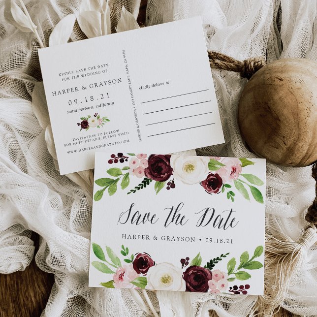 Carte Postale Faire-part Blush Romance Enregistrer la date (Créateur téléchargé)