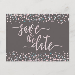 Carte Postale Faire-part Blush Watercolor Confetti Mariage Enregistrer la d