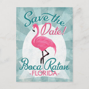 Carte Postale Faire-part Boca Raton Enregistrer La Date Flamant rose Rose