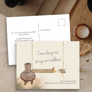 Carte Postale Faire-part Boho Chic déménage à une nouvelle adresse