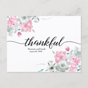 Carte Postale Faire-part Boho Chic Rose Blanc aquarelle floral mariage