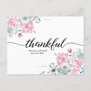 Carte Postale Faire-part Boho Chic Rose Blanc aquarelle mariage floral