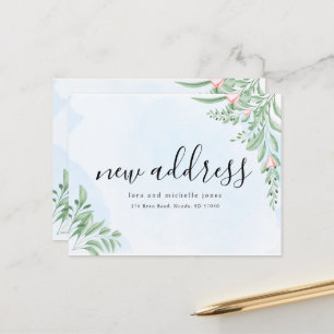 Carte Postale Faire-part Boho Dusty Blue Simple Nouvelle Adresse Déplacemen