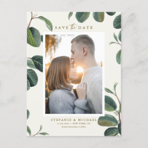 Carte Postale Faire-part Boho Feuille Botanical Ivory Photo Enregistrer la