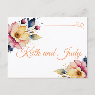 Carte Postale Faire-part Boho Floral pêche