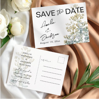 Carte Postale Faire-part Boho Green & beige Botanical Save the Date