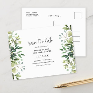 Carte Postale Faire-part Boho Green Modern Enregistrer la date