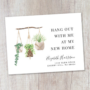 Carte Postale Faire-part Boho Nouveau Accueil Plantes Aquarelle Moving