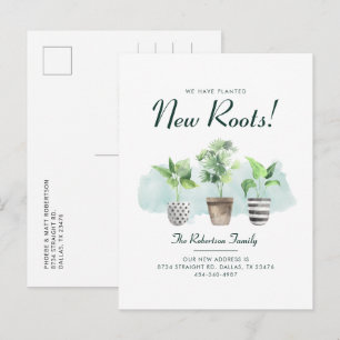 Carte Postale Faire-part Boho Plantes Changement d'adresse Déménagement