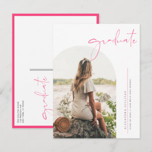 Carte Postale Faire-part Boho Rose Minimaliste Arche Photo Graduation