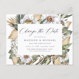 Carte Postale Faire-part Boho White Floral & Greenery Modifier la date