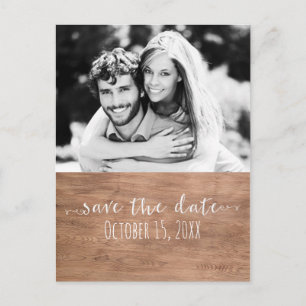 Carte Postale Faire-part Bois Clair SAVE THE DATE Photo de Mariage Rustique