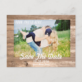 Carte Postale Faire-part Bois Enregistrer la date Blanc