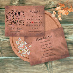 Carte Postale Faire-part Bois rustique Enregistrer la date Calendrier Red L<br><div class="desc">Ce boho save the date card comporte un calendrier et un joli coeur d'amour rouge mettant en valeur votre date spéciale sur un arrière - plan en bois rustique. Le verso contient des informations supplémentaires sur la date, y compris l'adresse de votre site Web mariage. Conçu par Thisisnotme© ***POUR DÉPLACER...</div>