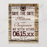 Bois rustique Enregistrer la date Obtenir hitched